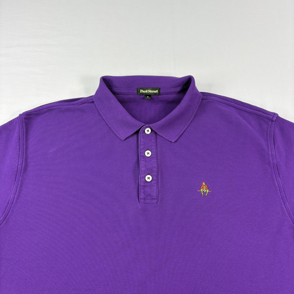 Paul Stuart Polo Shirt Men XL Purple Slim Fit Pima Cotton Stretch Preppy - Picture 3 of 10